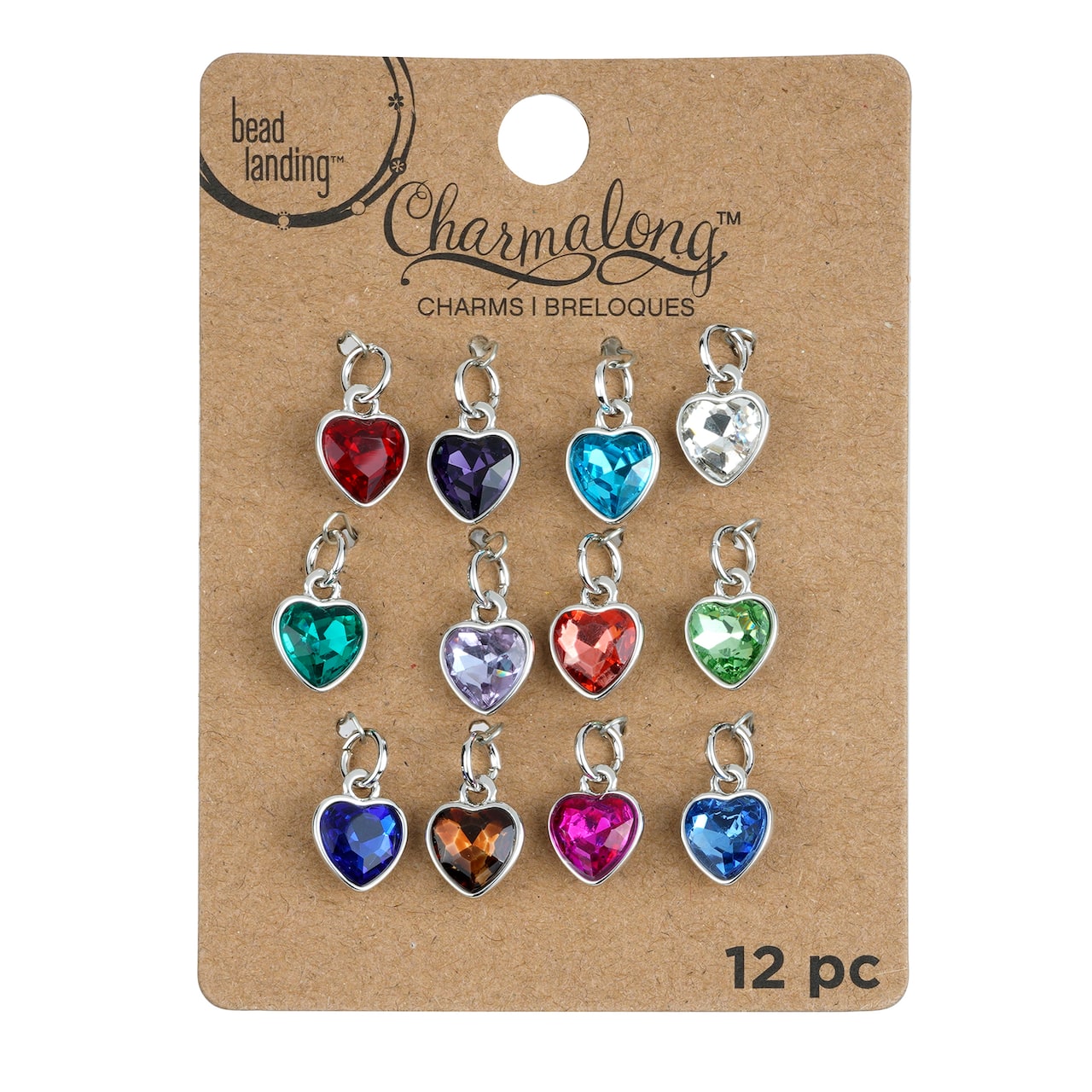 12 Packs: 12 ct. (144 total) Charmalong™ Rhodium Heart Charms by Bead Landing™